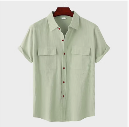 Summer Men's Linen Short-Sleeved Casual Shirt Size xxl Mentioned #8017