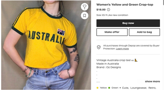 Women's Yellow and Green Australia  Crop-top #8058